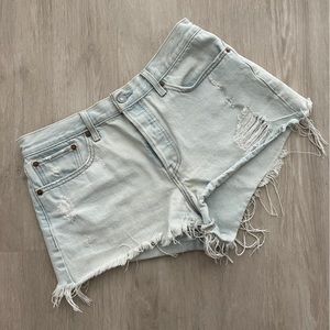 Levi’s 501 high waisted denim shorts - light blue wash